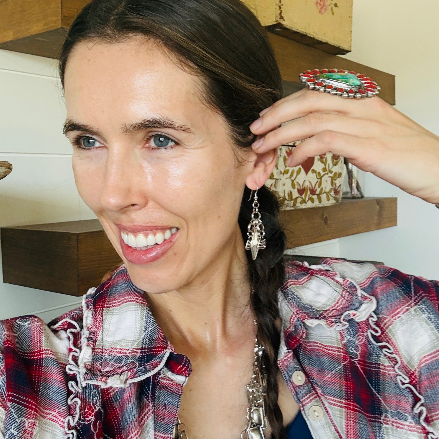 Navajo Dakota Willie Sterling Silver Charm Earrings