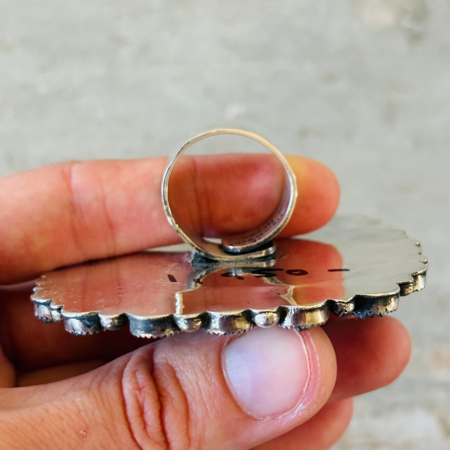 Navajo Hemerson Brown Sterling Silver & Druzy Statement Ring