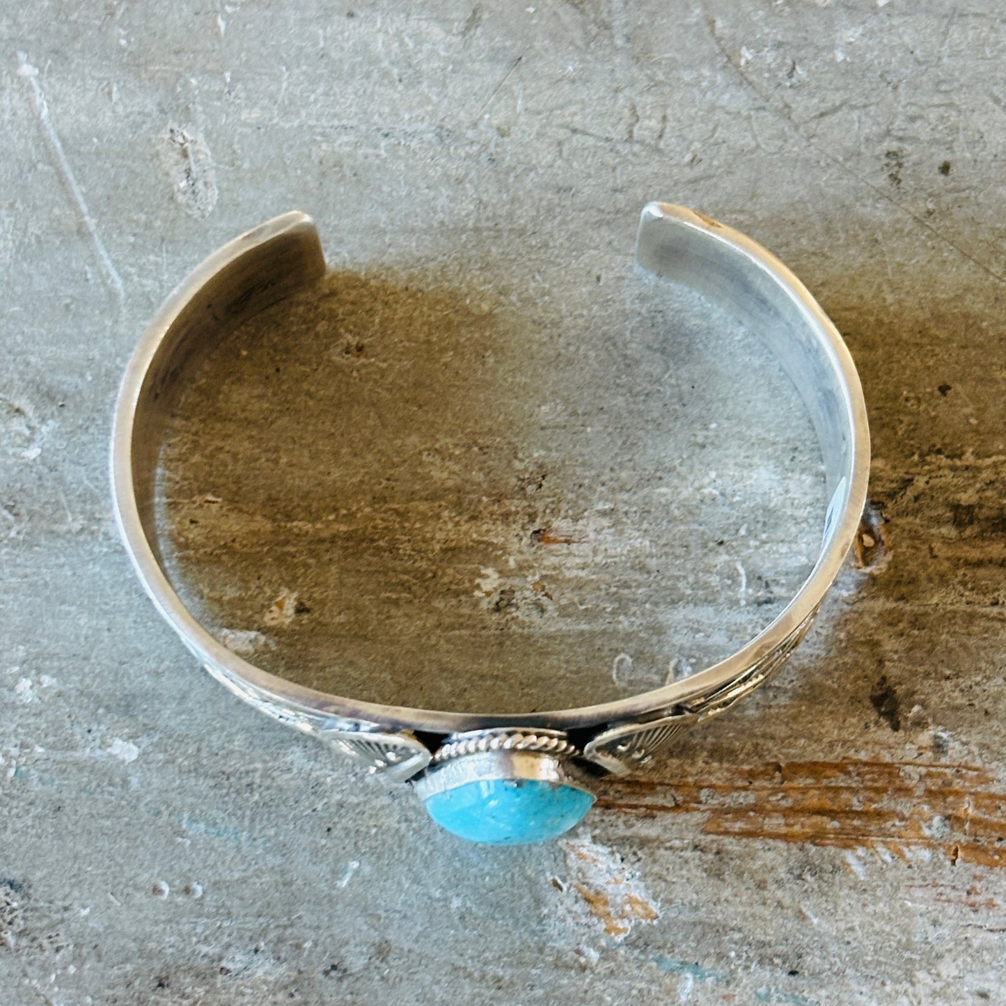 Navajo Sunshine Reeves Sterling Silver & Persian Turquoise Stacker Cuff