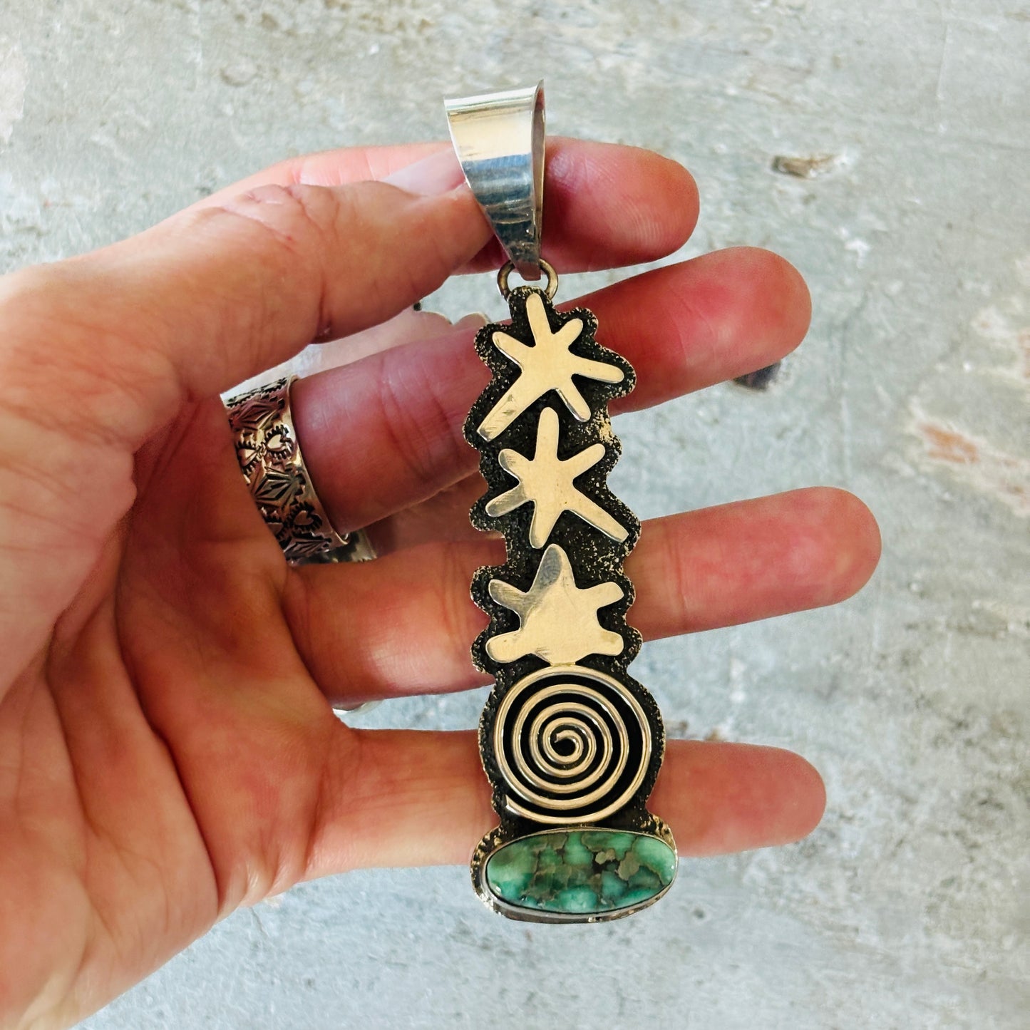 Navajo Alex Sanchez Sterling Silver & Variscite Pendant