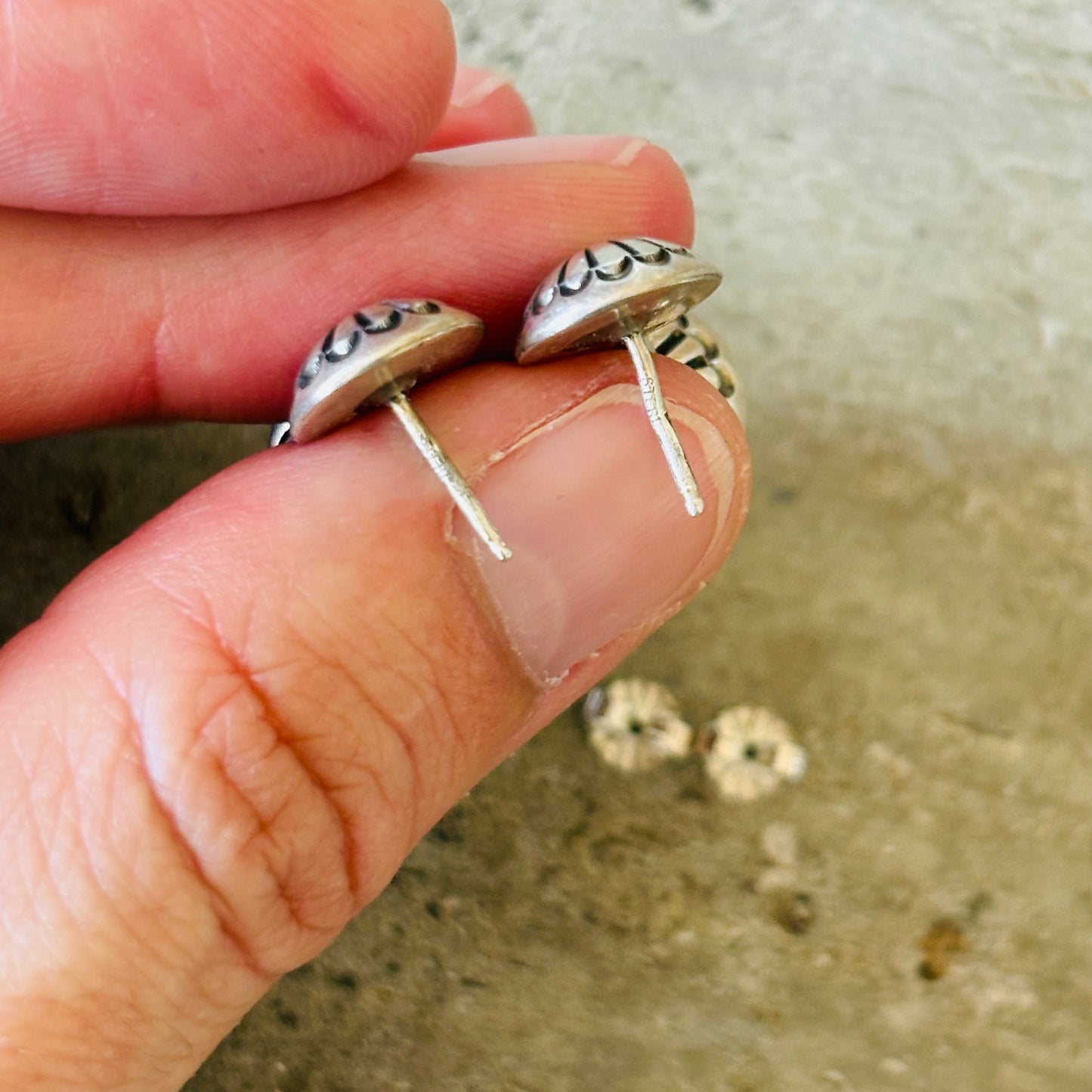 Navajo Sterling Silver Handmade Blossom Earrings