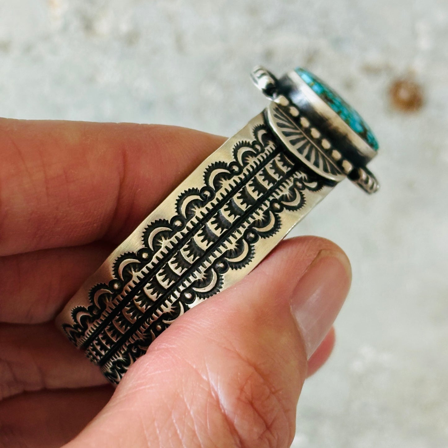 Navajo Herman Smith Sterling Silver & Web Kingman Stacker Cuff