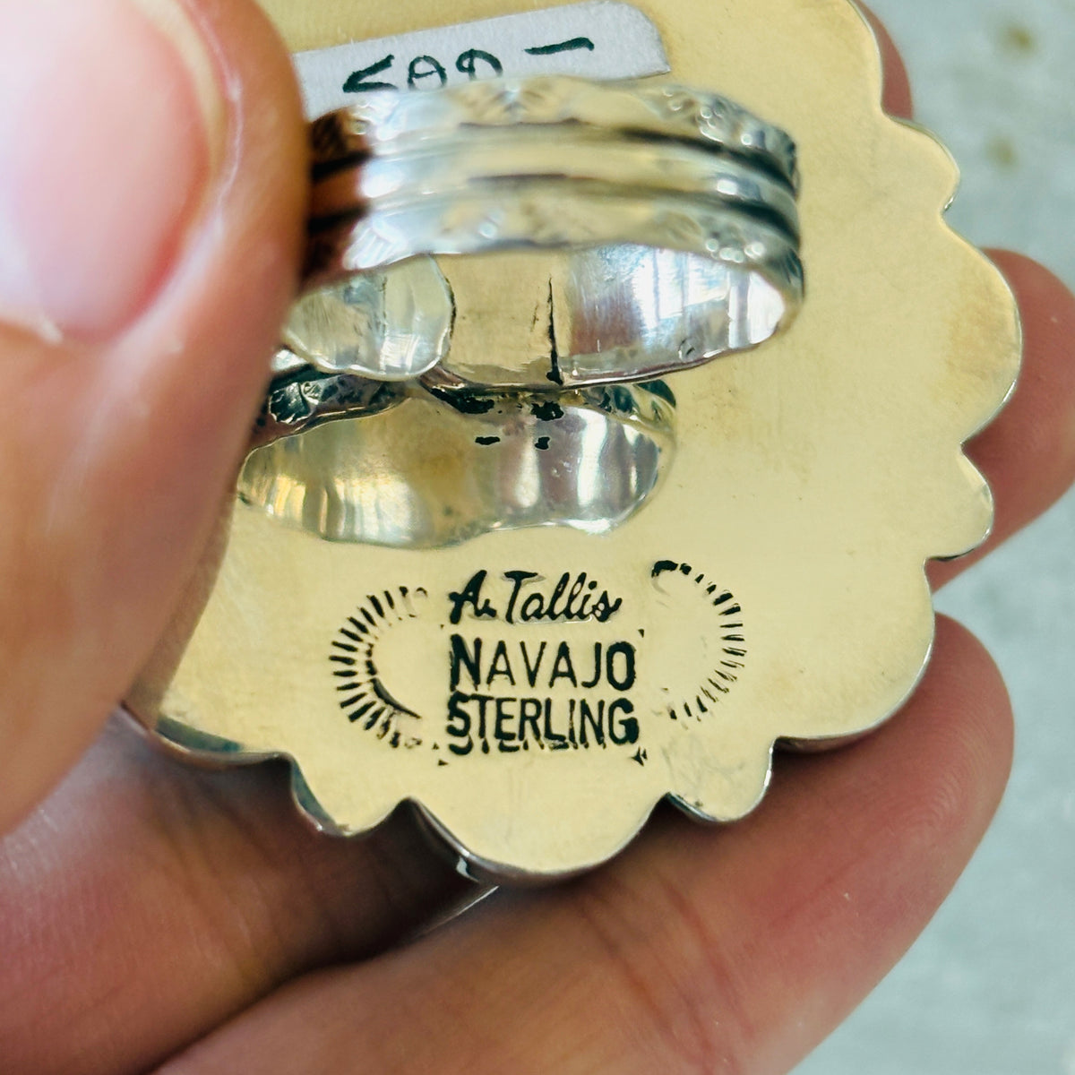 Navajo Aaron Talis Sterling Silver & Blue Ridge Turquoise Floral Cluster Ring