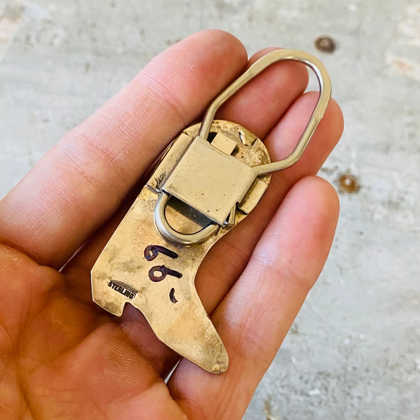 Navajo Cowboy Boot Partial Sterling Silver Keychain