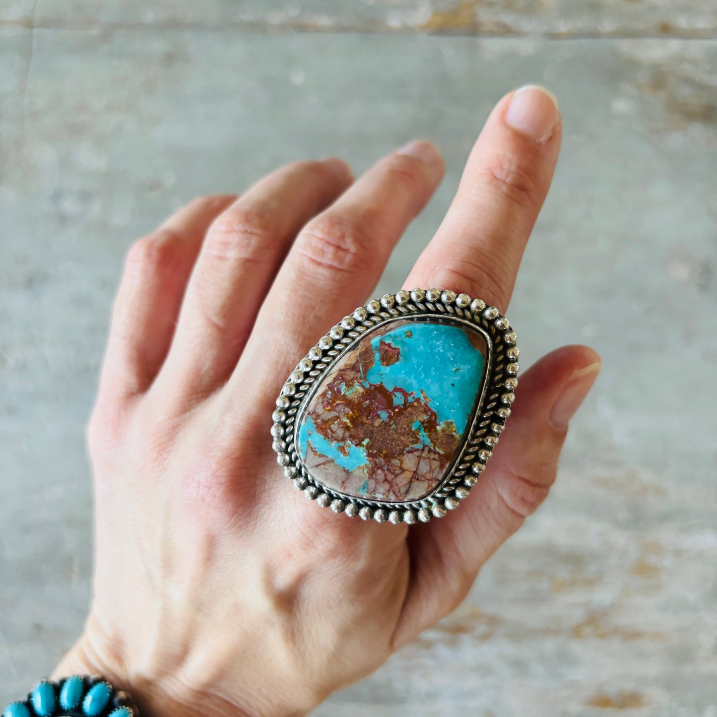 Apache Rosella Paxson Sterling Silver & Pilot Mountain Turquoise Ring