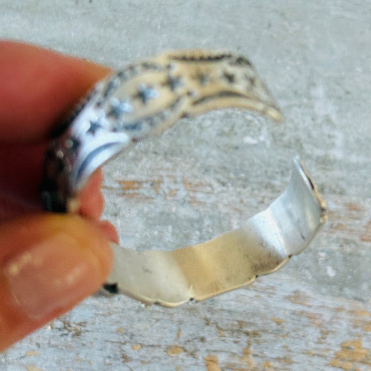 Navajo Bo Reeves Sterling Silver & Web Kingman Stars Stacker Cuff
