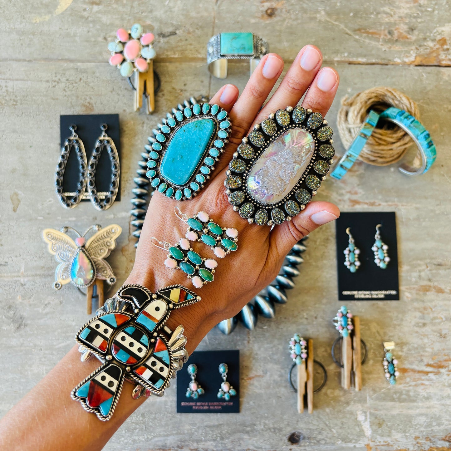 Navajo Lester James Sterling Silver & Multi Turquoise Stacker Cuff