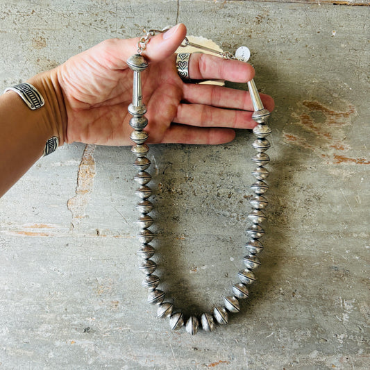 Navajo James McCabe Sterling Silver & Liberty Dime Beads Necklace