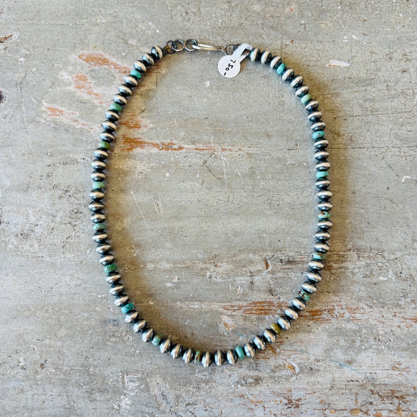 Navajo Preston Haley Sterling Silver & Campitos Turquoise 7mm Pearls Necklace