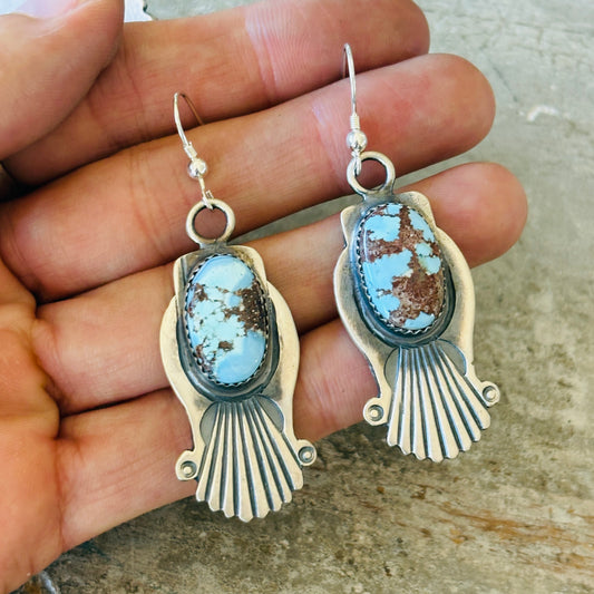 Navajo Rita Begay Sterling Silver & Golden Hills Turquoise Earrings