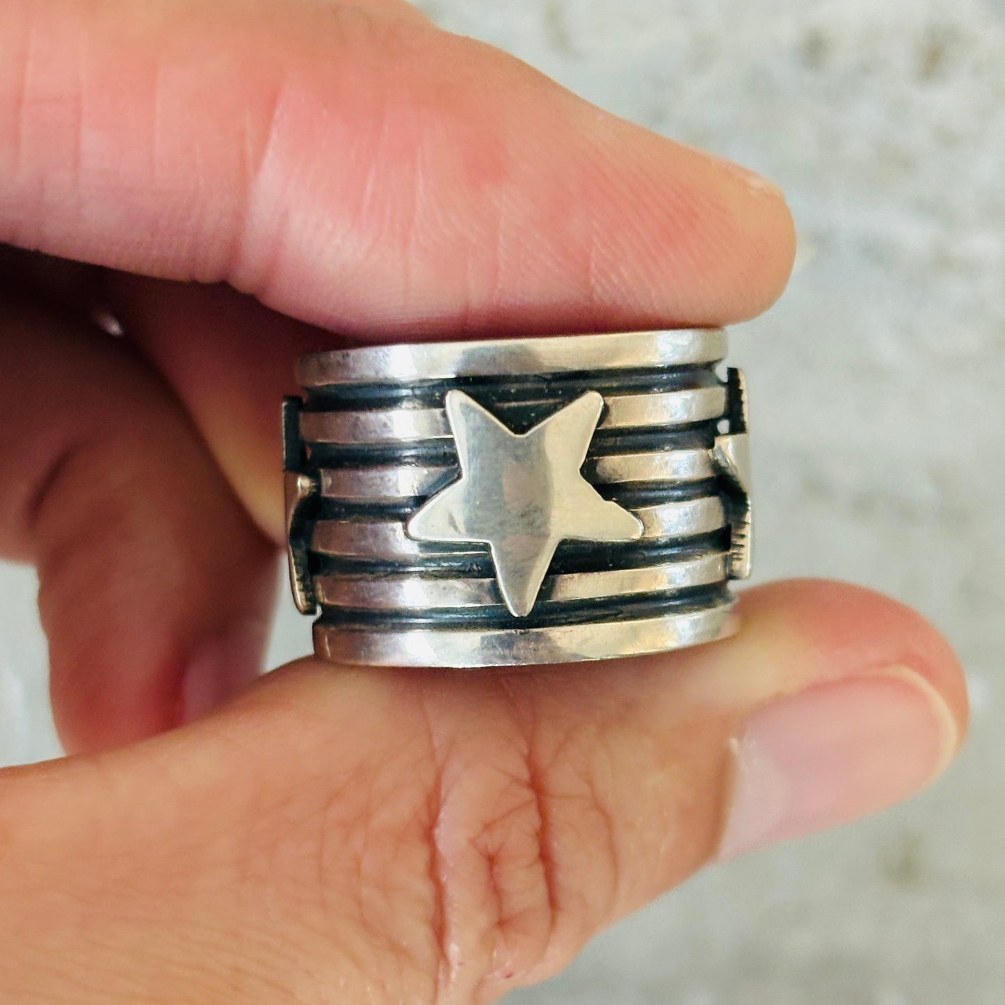 Navajo Andy Cadman Sterling Silver Stars Ring