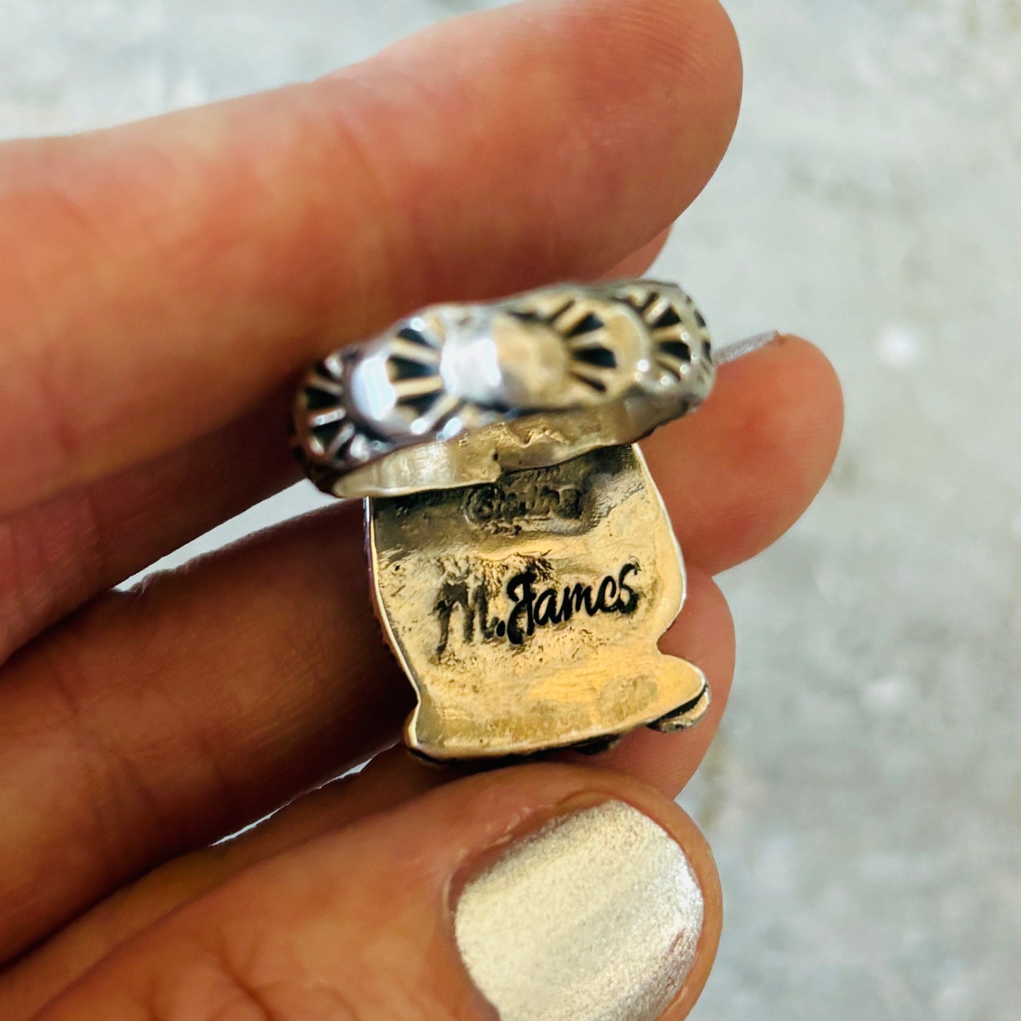 Navajo Merlin James Sterling Silver & Kingman Turquoise Ring