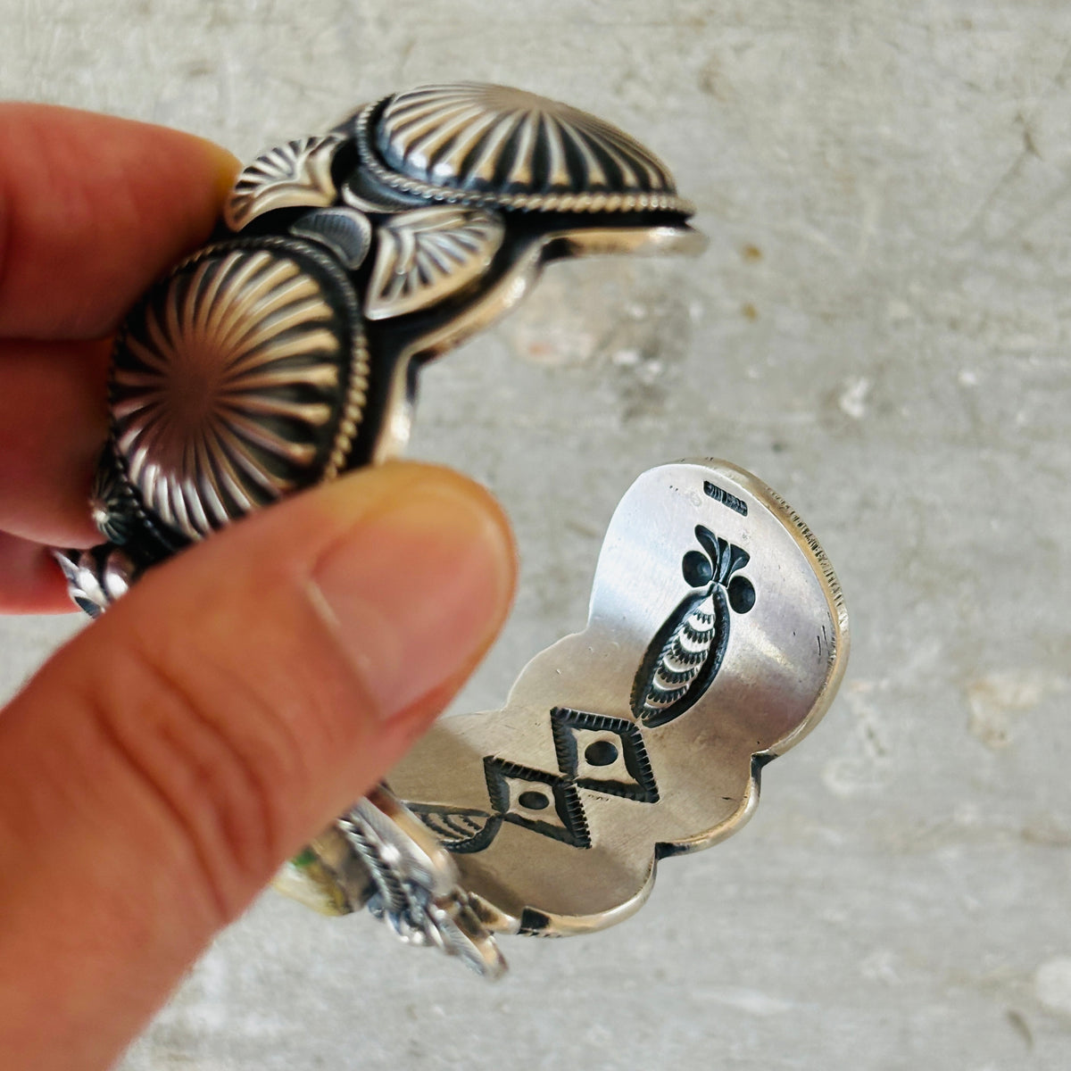 Navajo Hemerson Brown Sterling Silver & Royston Turquoise Statement Cuff