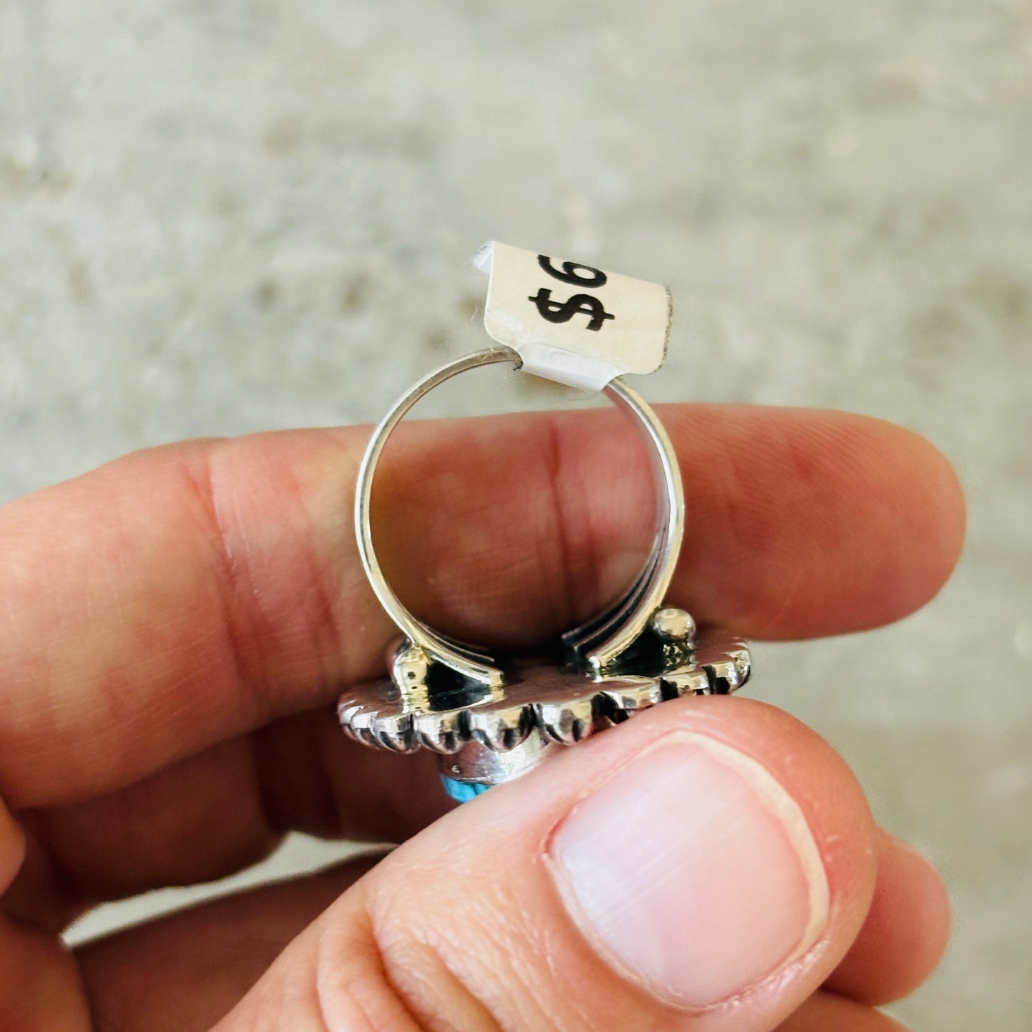 Navajo Happy Piasso Sterling Silver & Web Kingman Starburst Ring