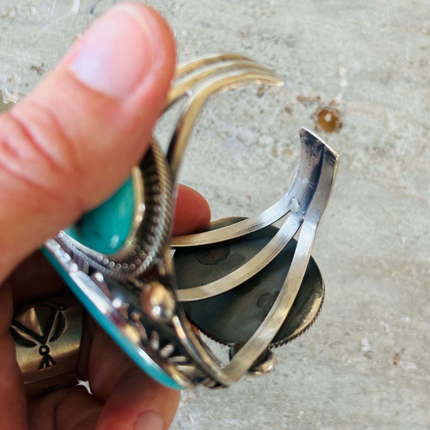 Navajo Marcus Chavez Sterling Silver & Kingman Turquoise Statement Cuff
