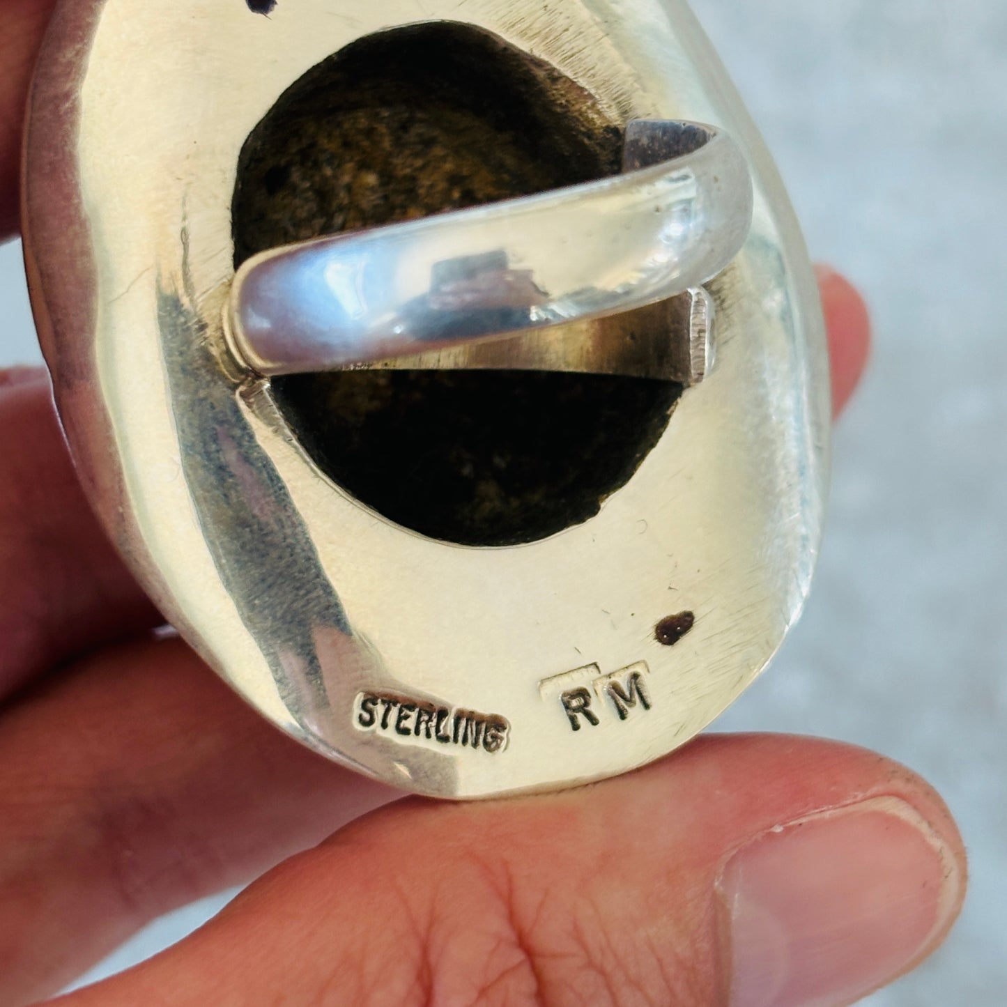 Navajo Robbie Manuelito Sterling Silver & Kingman Turquoise Cowboy Hat Ring
