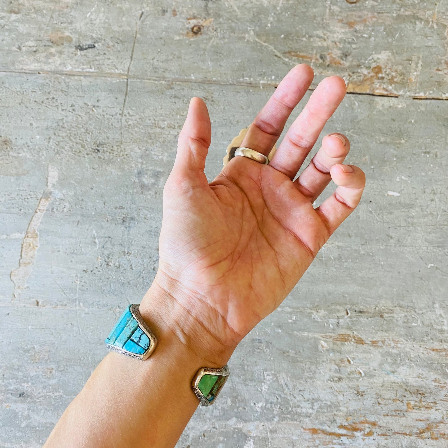 Navajo Glenn Livingston Sterling Silver & Turquoise Shadowbox Ring