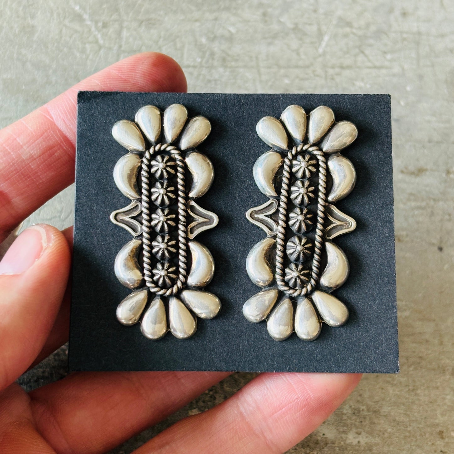 Navajo Thomas Jim Sterling Silver Statement Earrings