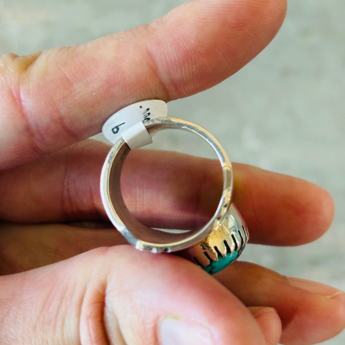 Navajo Kee Yazzie Sterling Silver & Egyptian Turquoise Ring