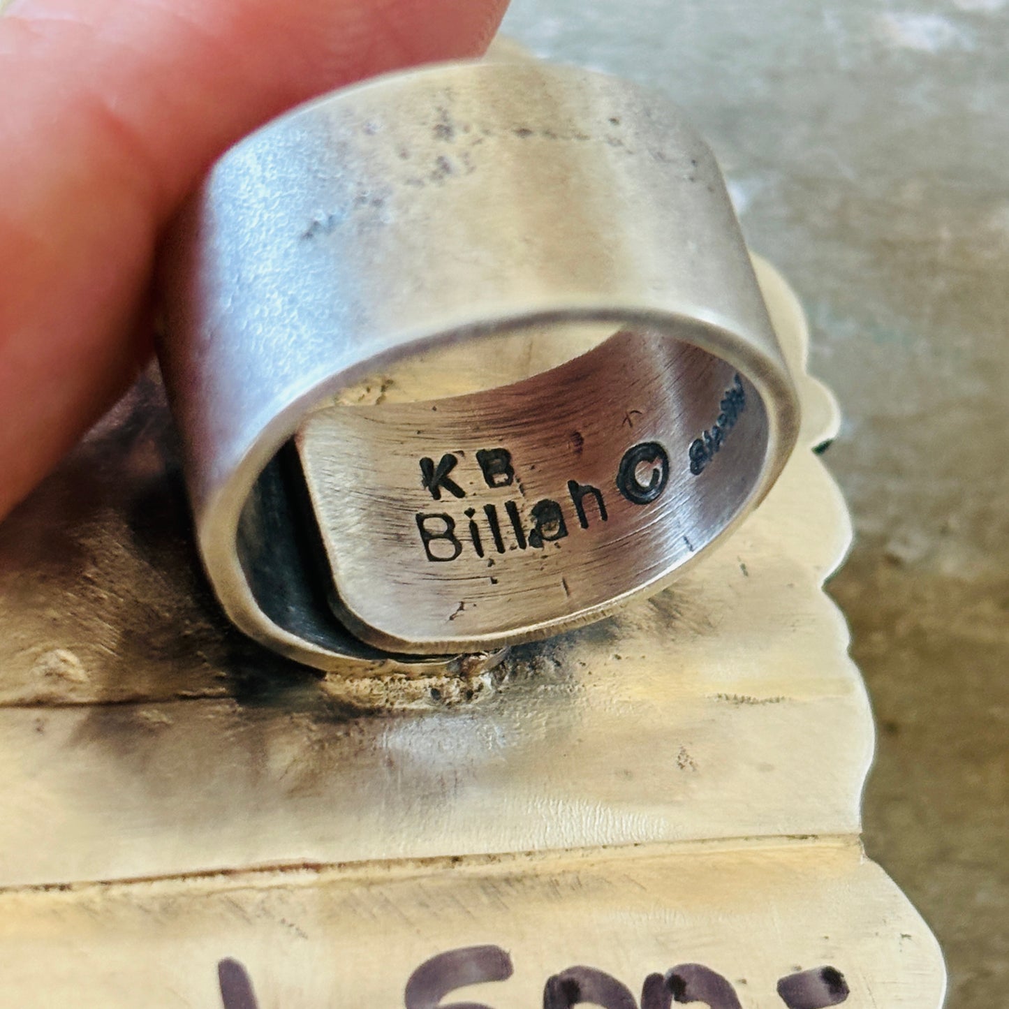 Navajo Kindale Billah Sterling Silver & Kingman Turquoise Highland Cow Ring