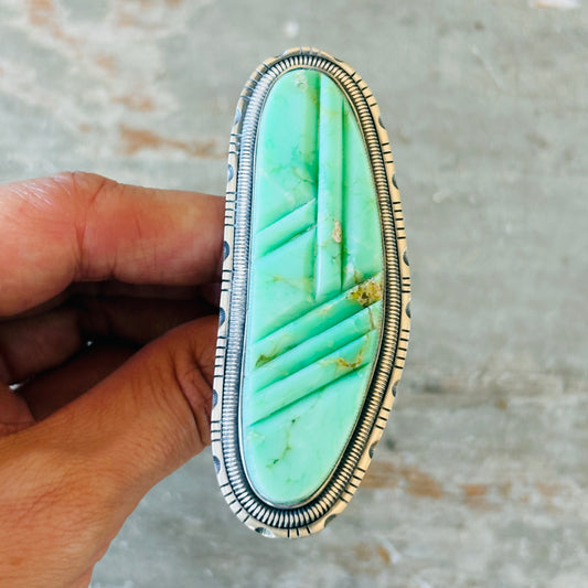 Navajo Walter Vandever Sterling Silver & Variscite Cobblestone Ring