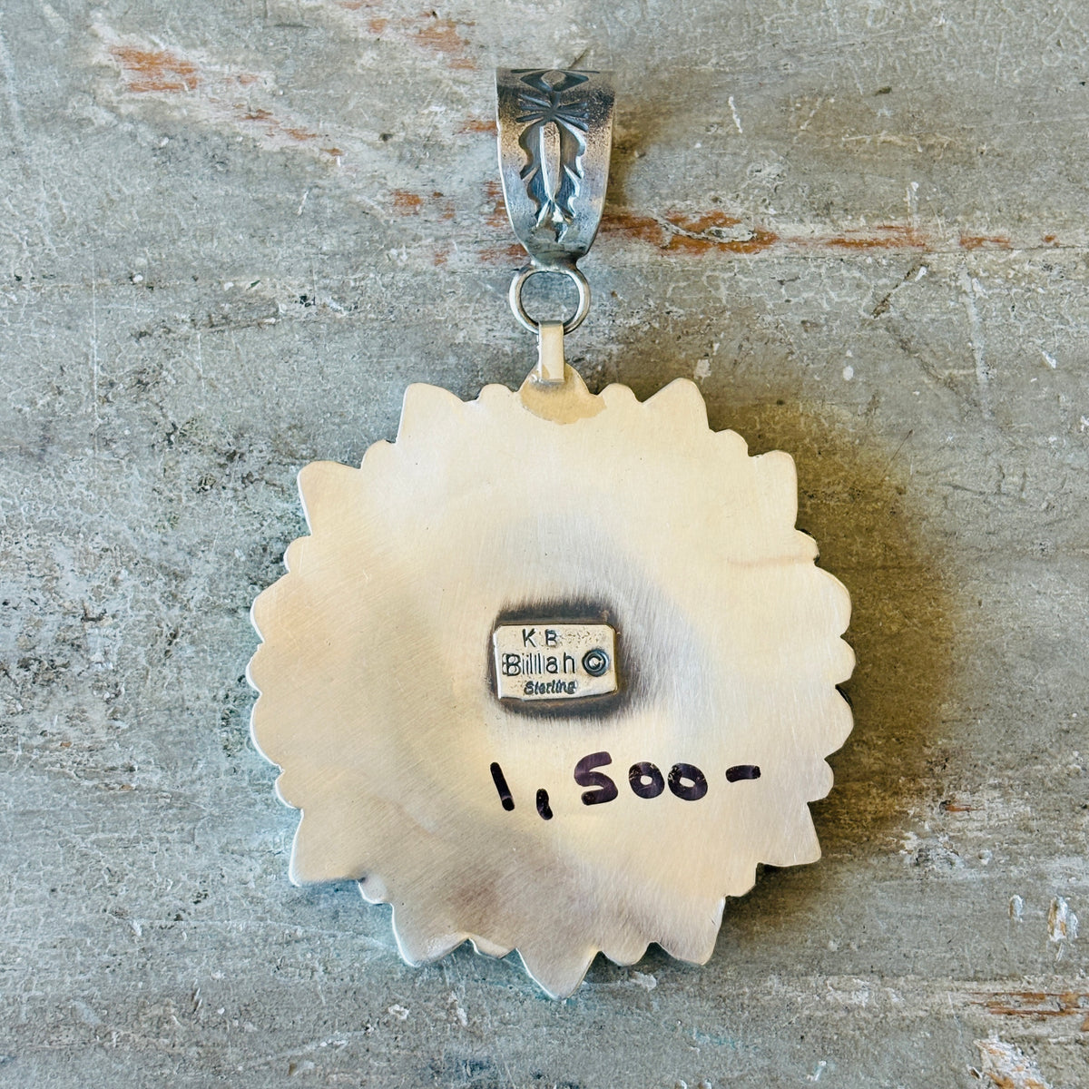 Navajo Kindale Billah Sterling Silver - Ceramic & Mojave Campitos Turquoise Cowboy Cluster Pendant