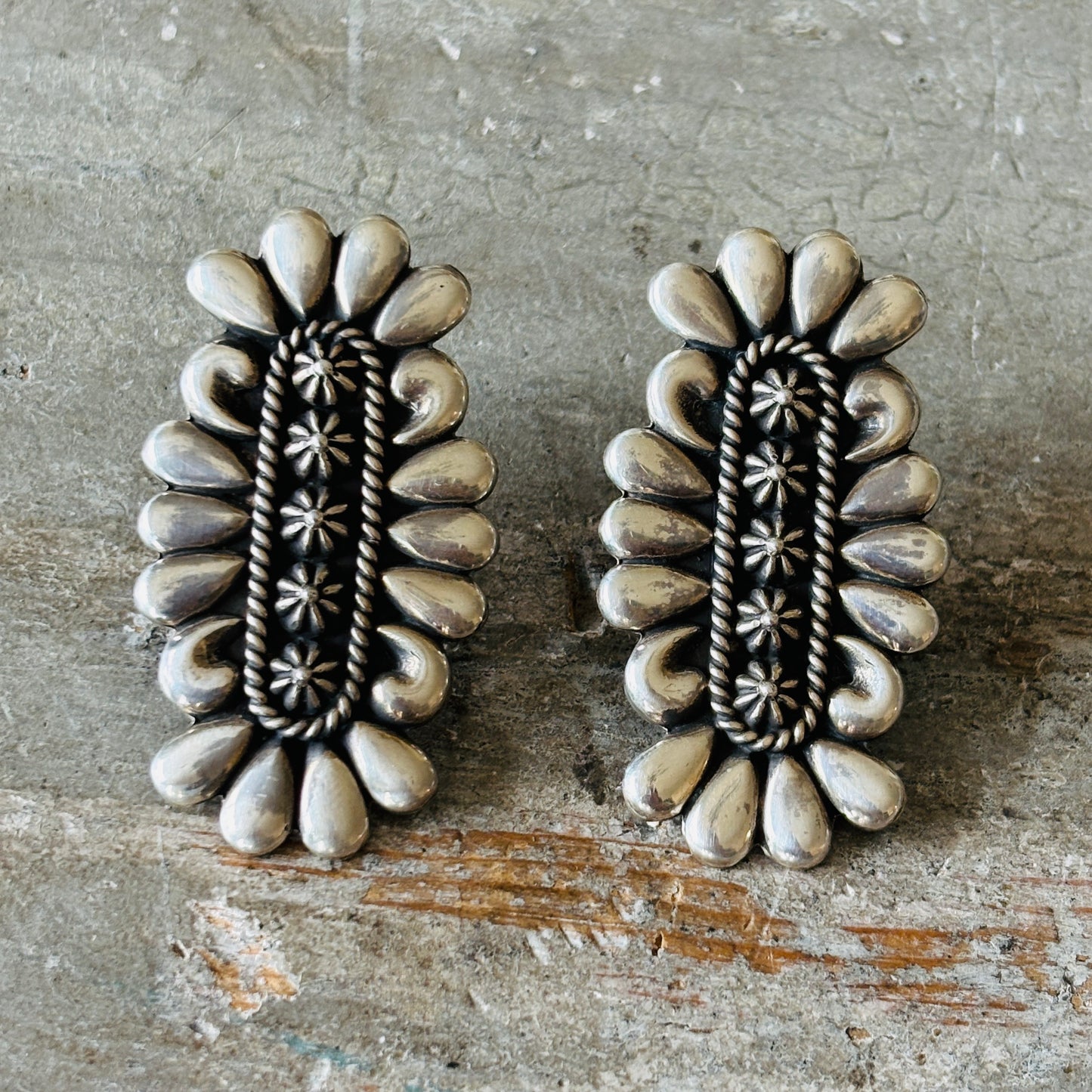 Navajo Thomas Jim Sterling Silver Statement Earrings