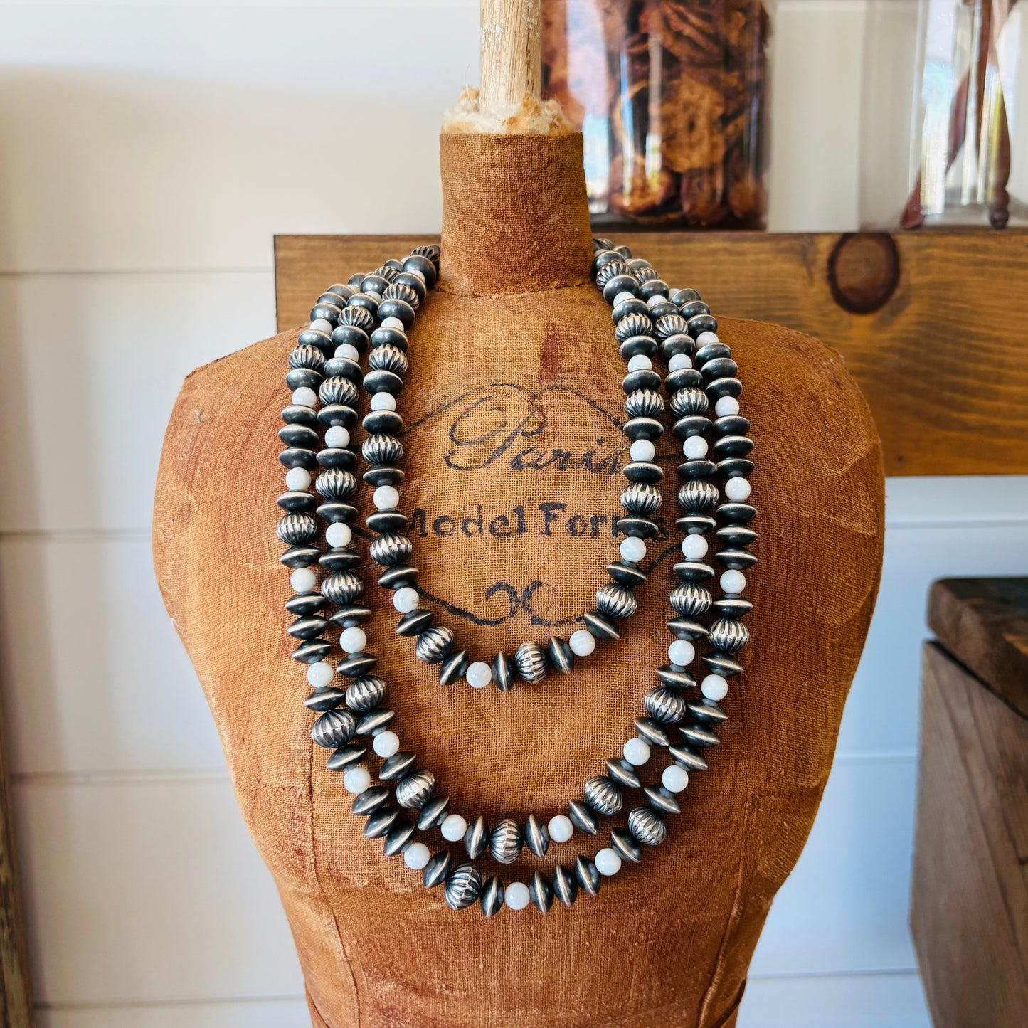 Navajo Preston Haley Sterling & MOP 7mm - 10mm Handmade Pearls Necklace