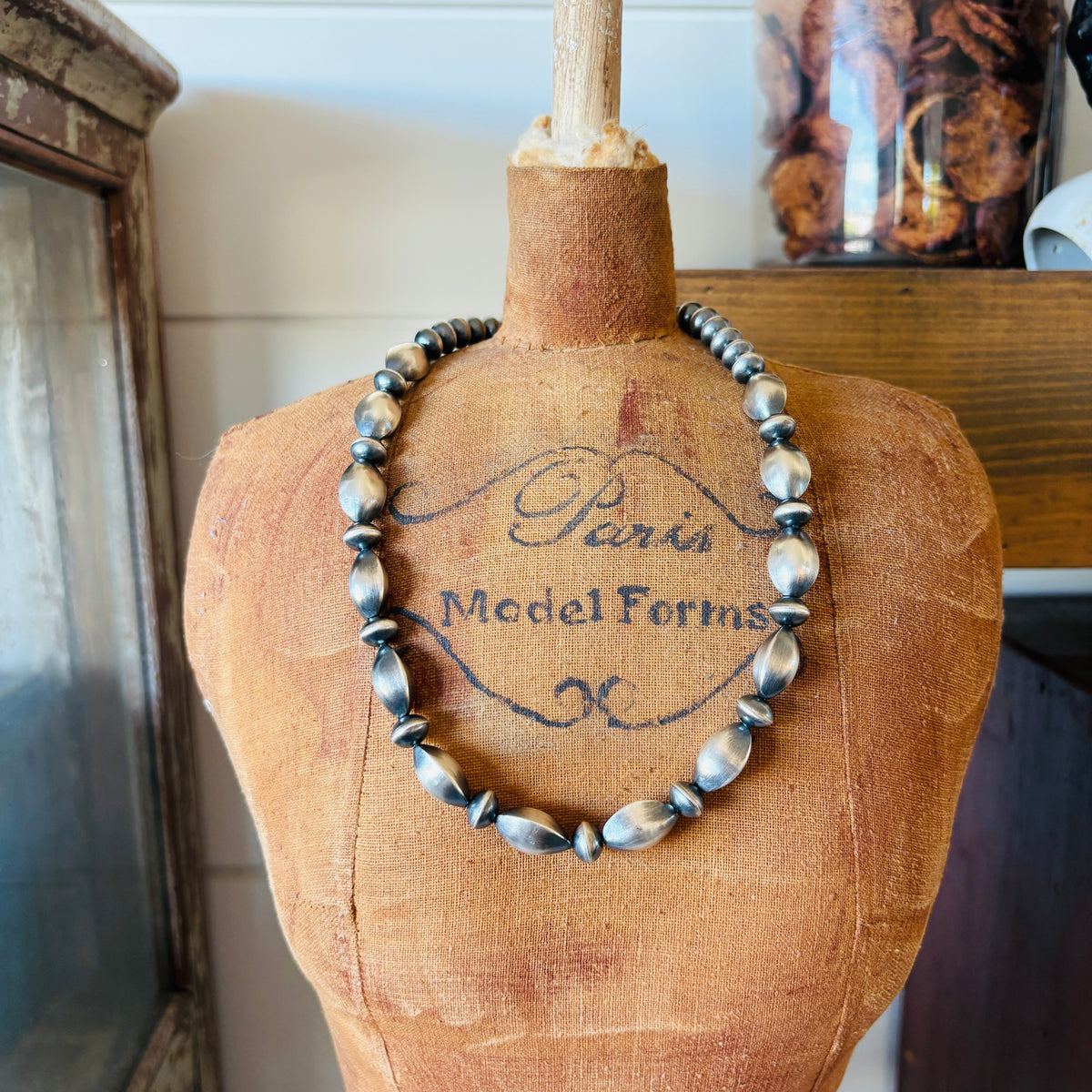 Navajo Austin Haley Sterling Silver Handmade Seed Bead Pearls Necklace