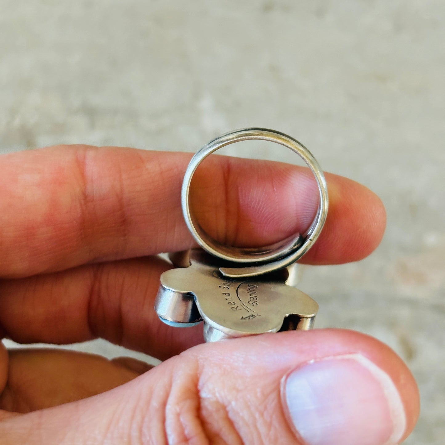 Navajo Rena Shelly Sterling Silver & Golden Hills Cluster Ring