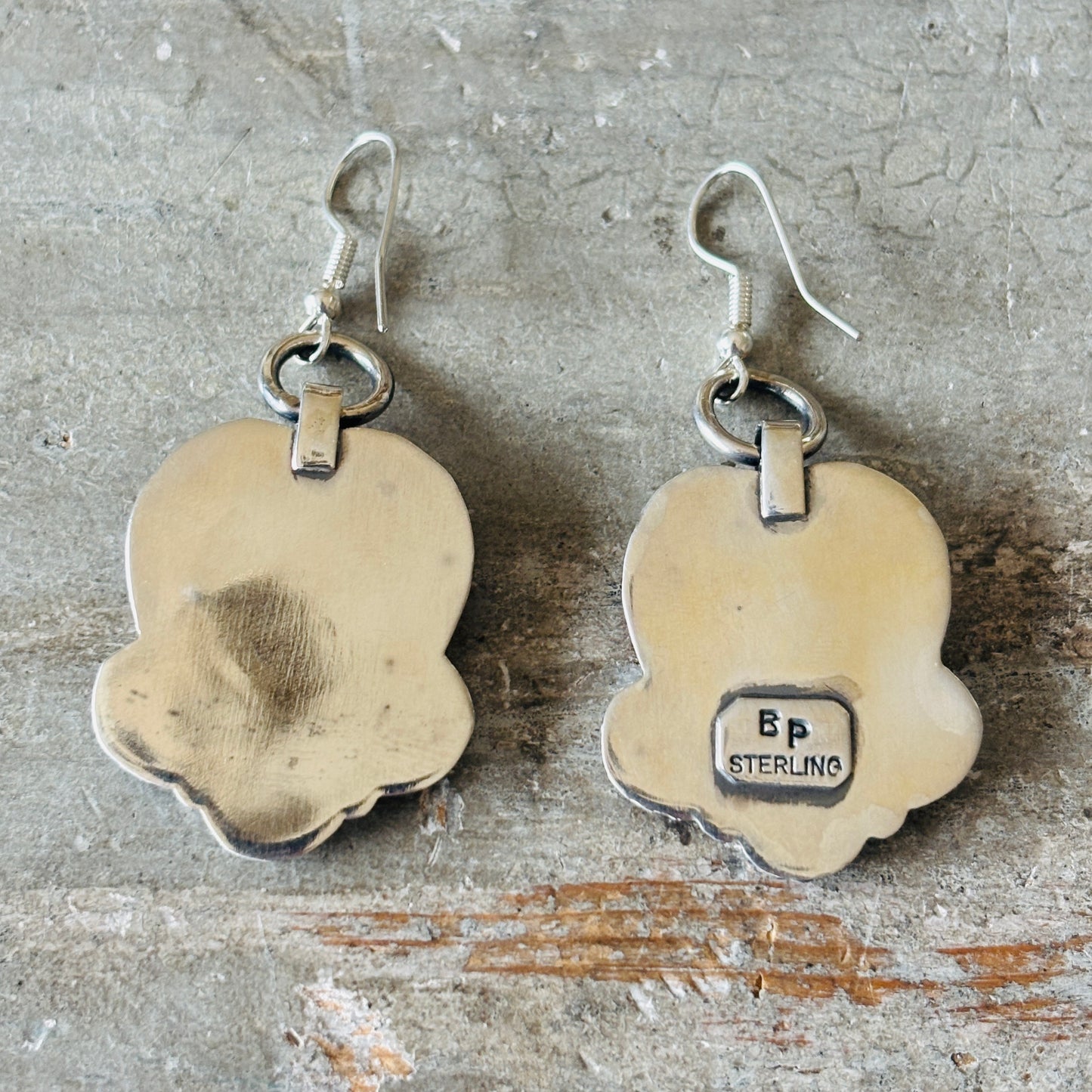 Navajo Braxton Parkett Sterling Silver & Egyptian Turquoise Heart Earrings