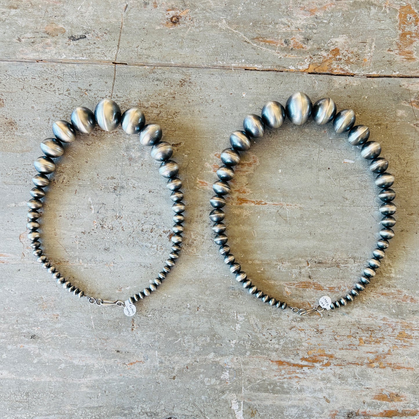 Navajo Austin Haley Sterling Silver XL Graduated Handmade Pearls