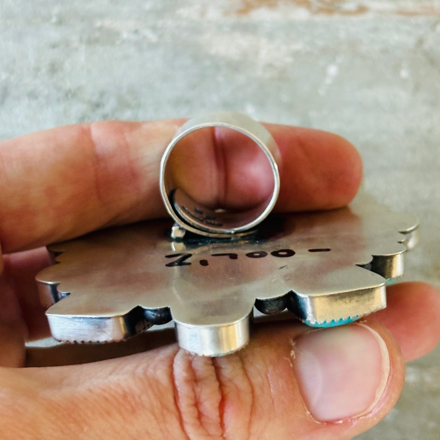 Navajo Brenda Pete Sterling Silver & Mixed Nevada Turquoise Cluster Ring