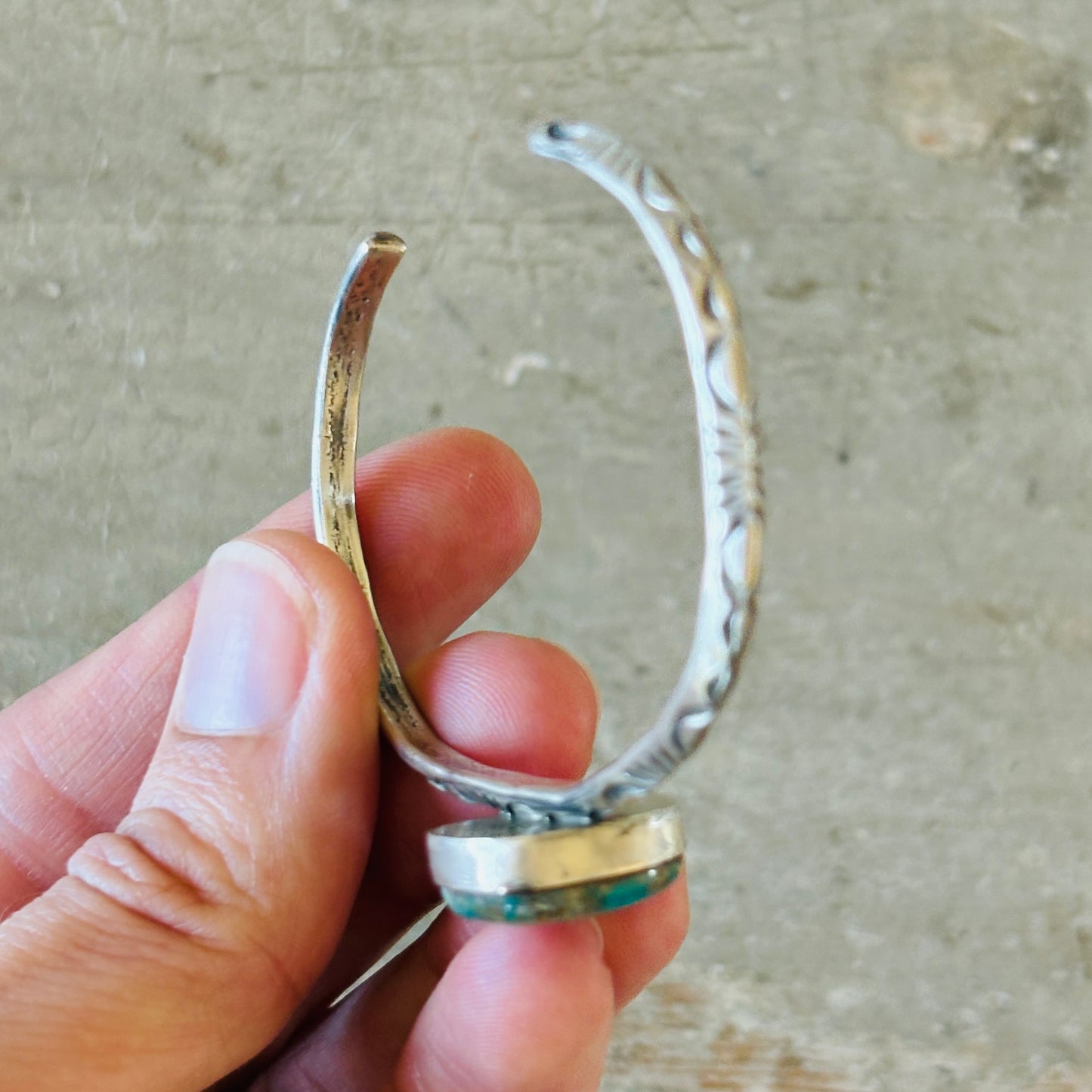 Navajo Delaine & Dwayne Nez Sterling Silver & Sierra Nevada Turquoise Stacker Cuff