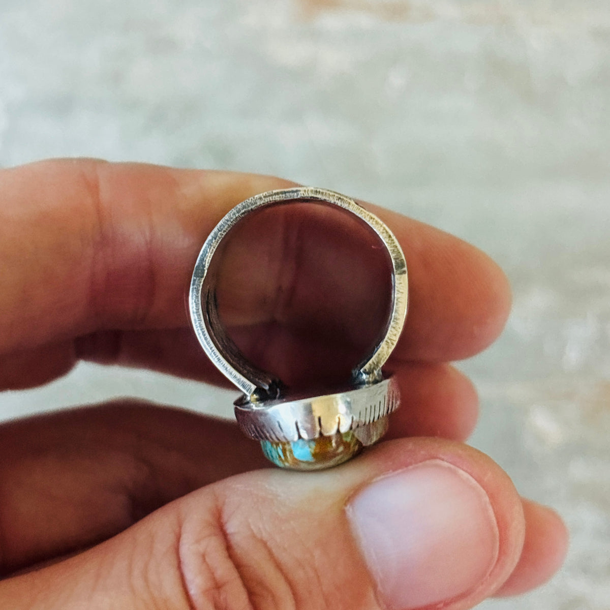 Navajo Stanford Yazzie Sterling Sterling & #8 Turquoise Ring