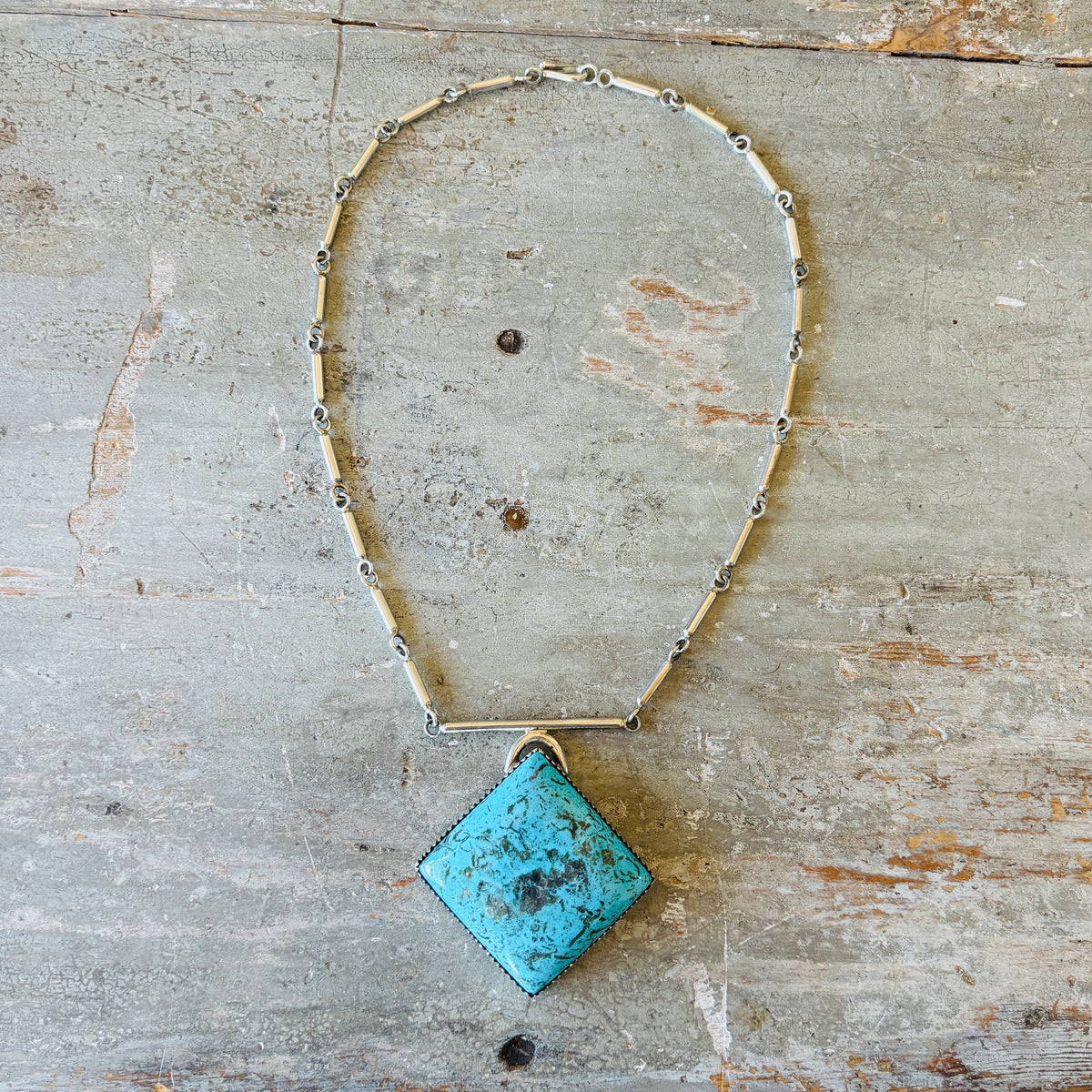 Navajo Ben Begaye Sterling Silver & Nevada Turquoise Statement Necklace