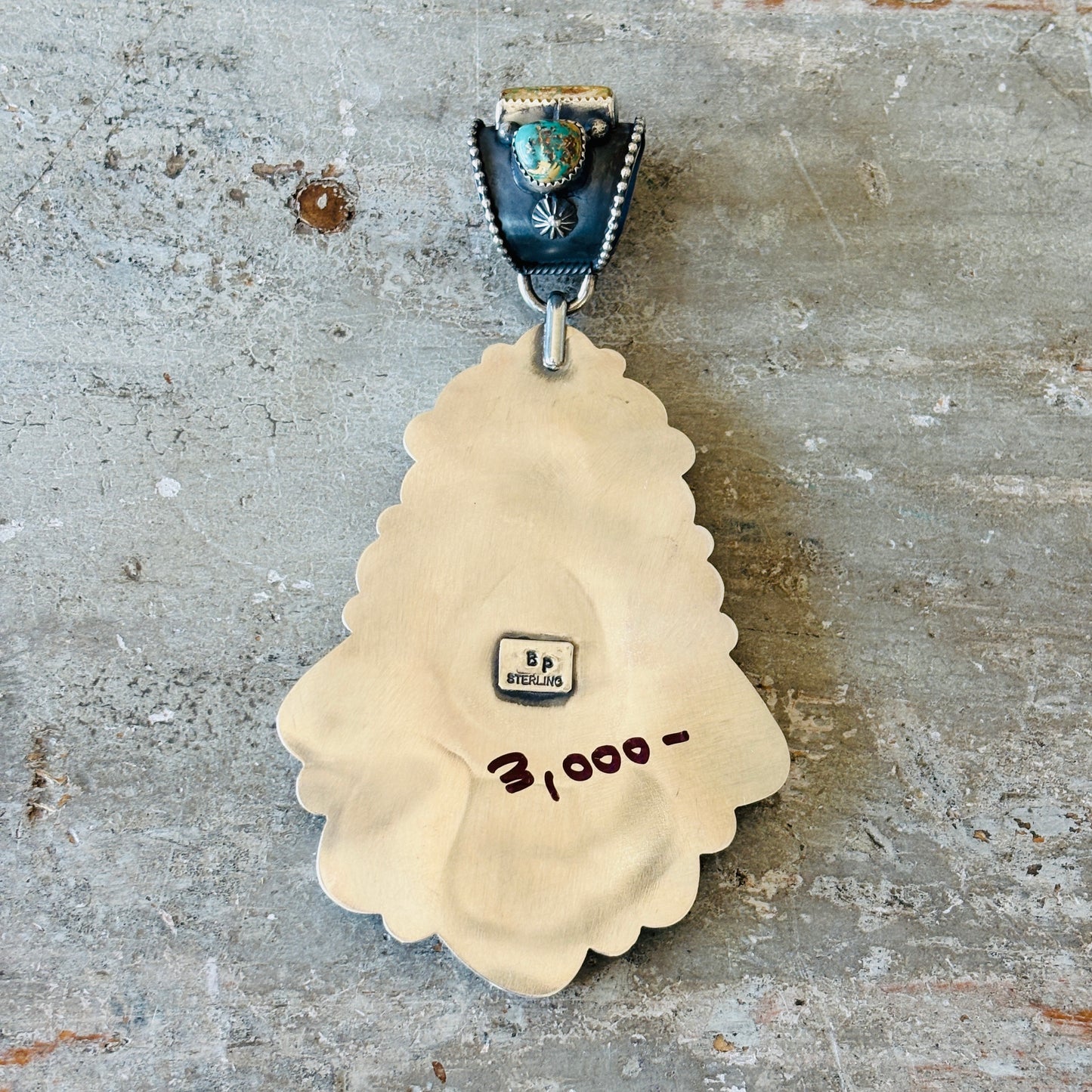 Navajo Braxton Parkett Sterling Silver & Royston Turquoise Cluster Pendant