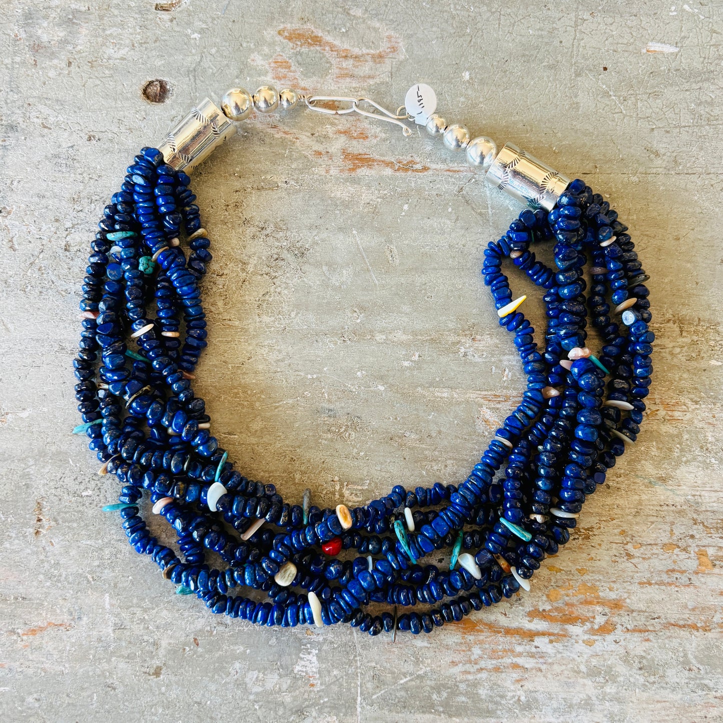 Santo Domingo Chris Nieto Sterling Silver & Lapis Multi Stone 7 Strand Necklace