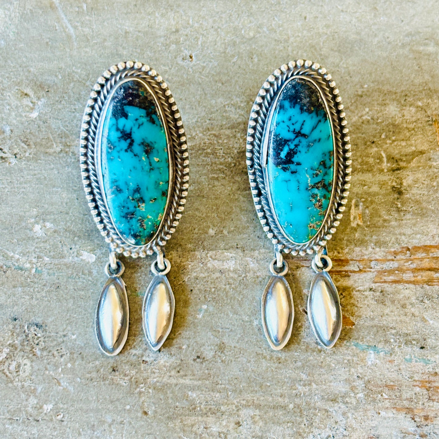 Sheila Tso Sterling Silver & Hubei Turquoise Earrings