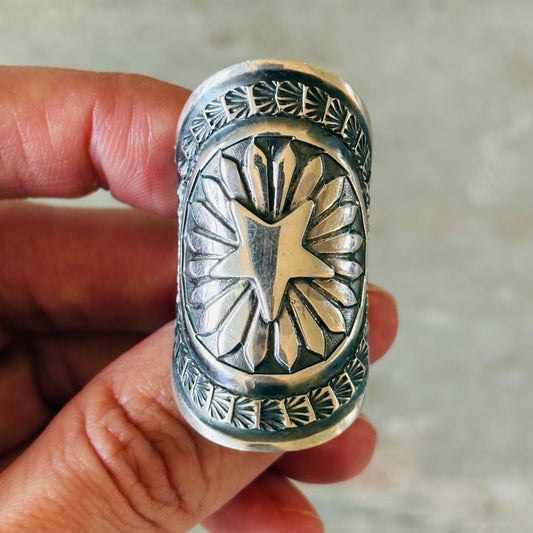 Navajo Sunshine Reeves Sterling Silver Star Shield Ring