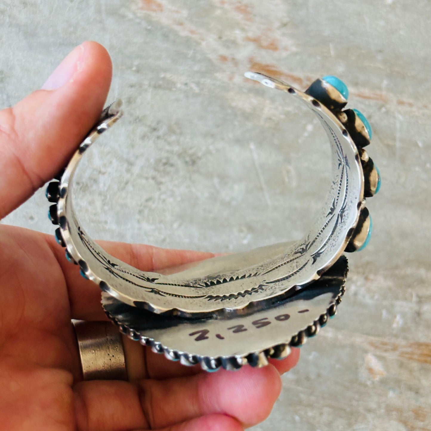 Navajo Shawn Cayatineto Sterling Silver - Royston & Kingman Turquoise Statement Cuff