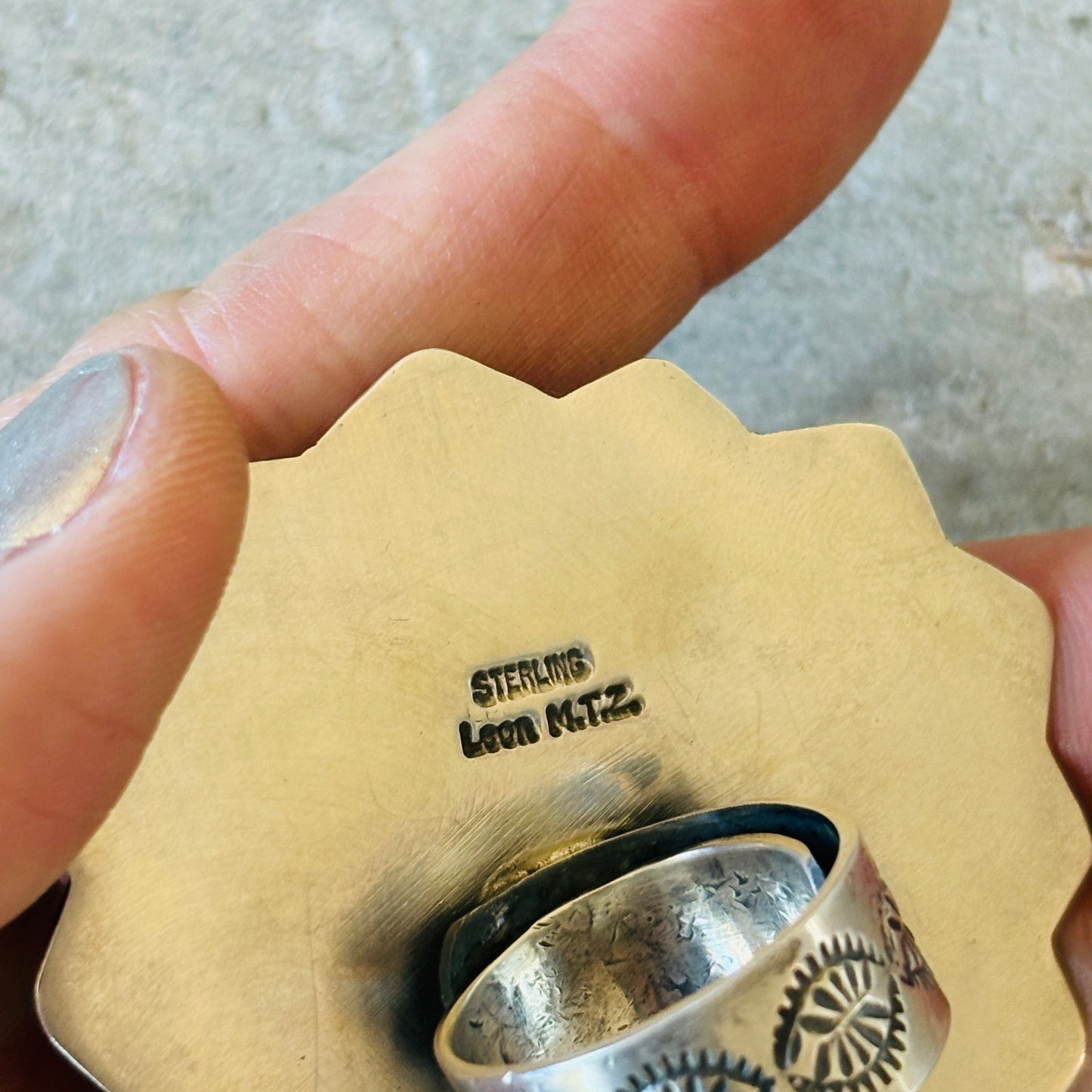 Navajo Leon Martinez Sterling Silver & Royston Turquoise Statement Ring
