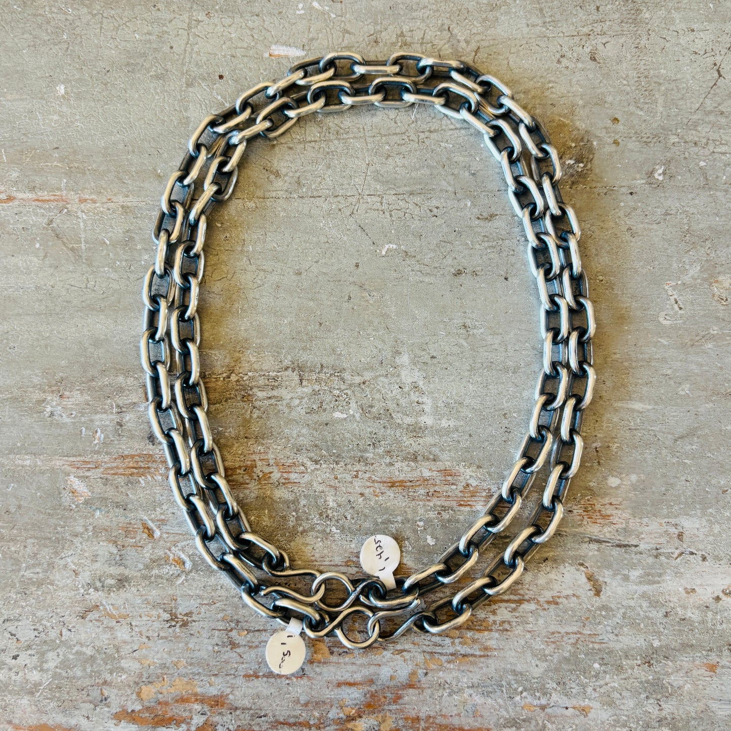 Navajo Stanford Yazzie Sterling Silver Handmade Chunky Paperclip Chain