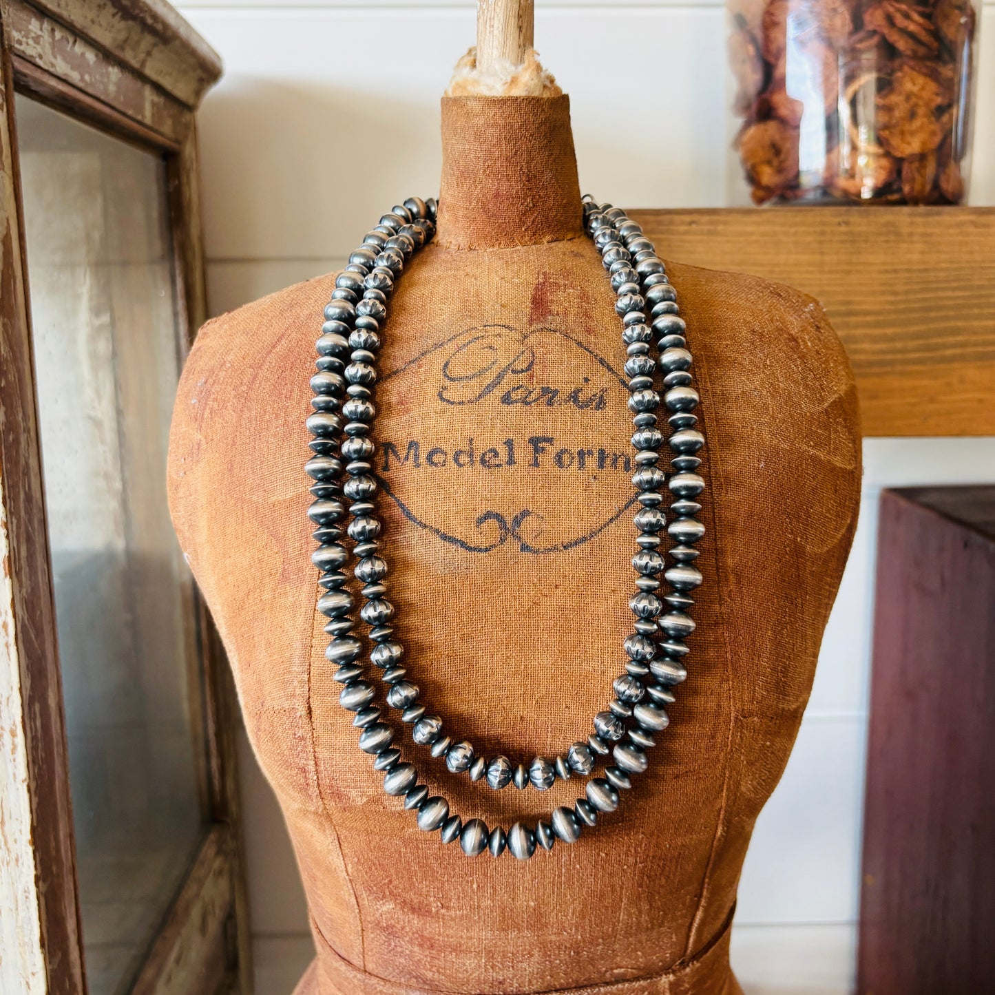Navajo Austin Haley Sterling Silver Handmade Pearls Necklace