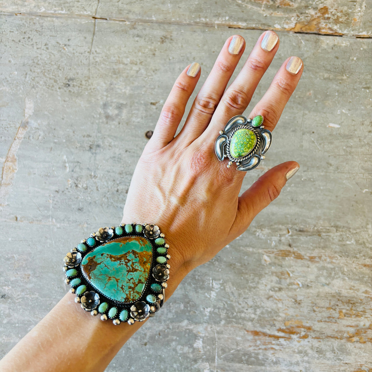 Navajo Kindale Billah Sterling Silver & Sonoran Turquoise Turtle Ring