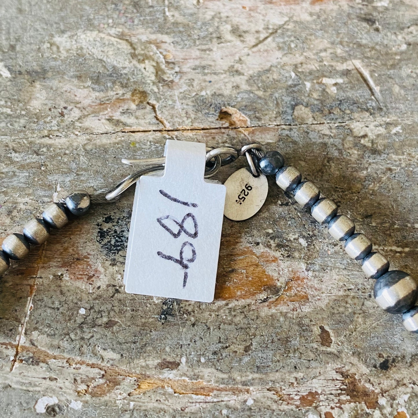 Navajo Strung Sterling Silver Machine Made Pearls & White Buffalo Lariat Necklace