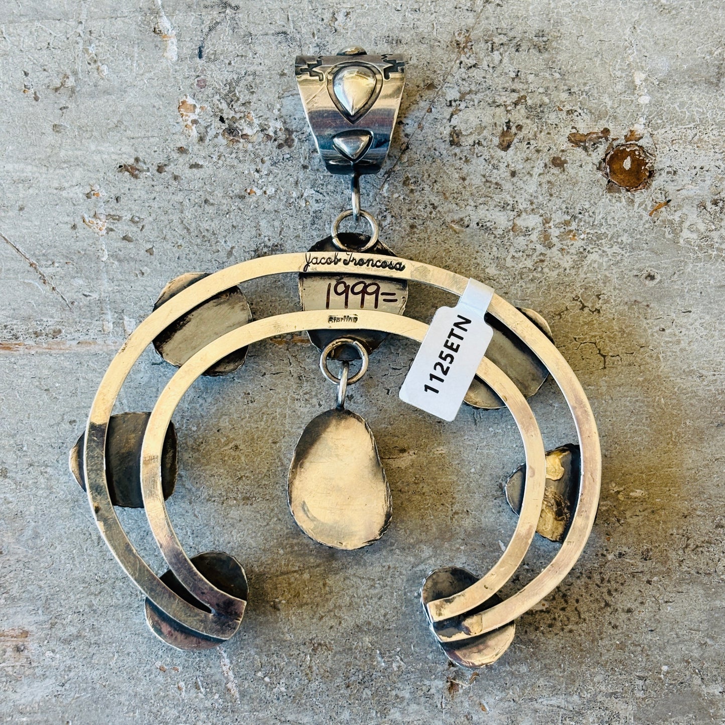 Navajo Jacob Troncosa Sterling Silver & Kingman Turquoise Naja Pendant