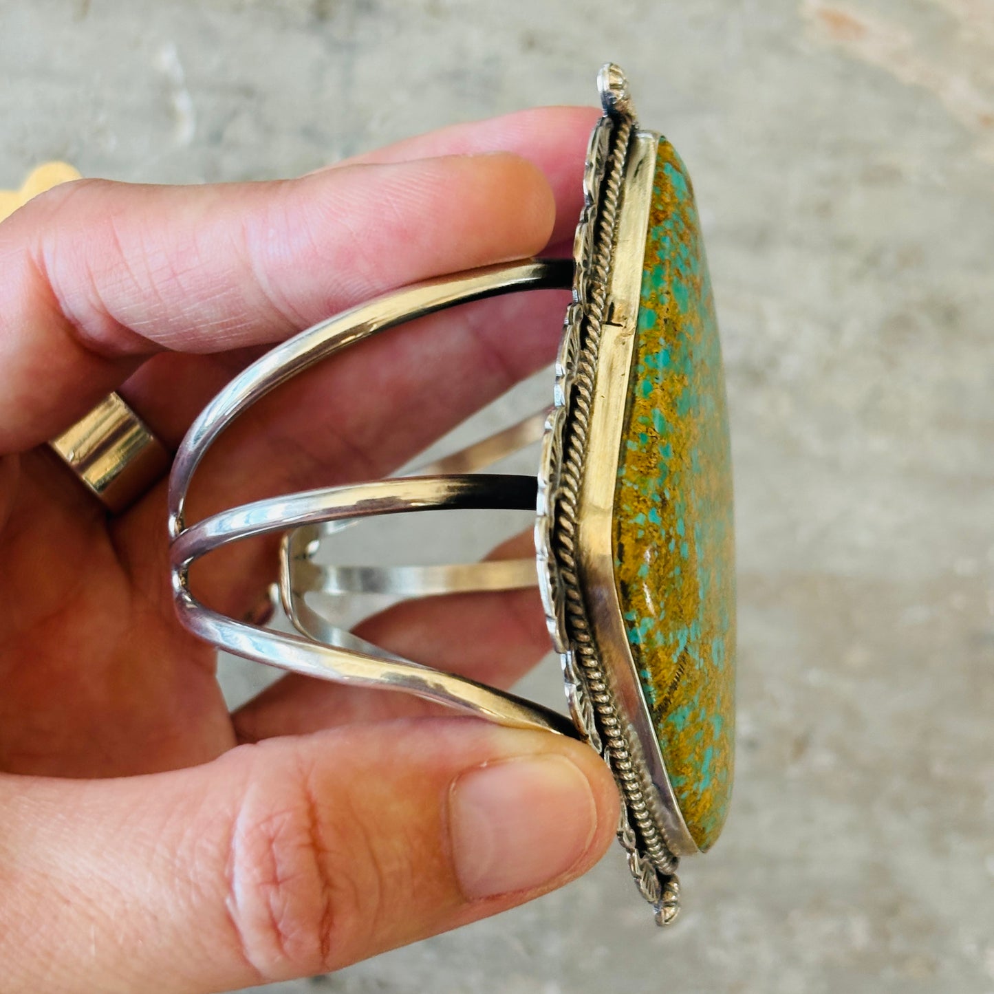 Navajo Landon Benally Sterling Silver & Royston Turquoise Statement Cuff