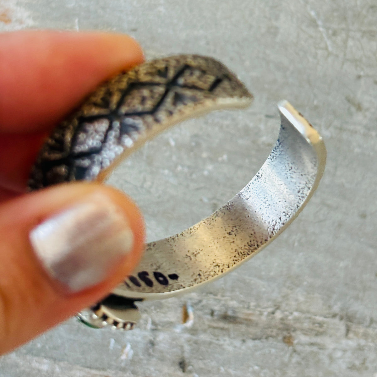 Navajo Herman Smith Sterling Silver & Sonoran Turquoise Stacker Cuff