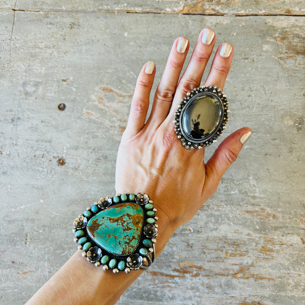 Navajo Kindale Billah Sterling Silver & Hematite Statement Ring